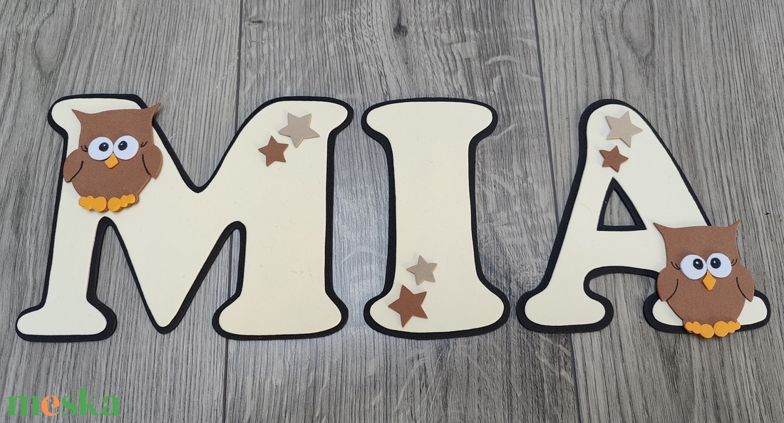 Bézs-barna macis névtábla � Természetes stílusú babaszoba dekor � - baba - mama - babaszoba dekoráció - babanév dekoráció - Meska.hu