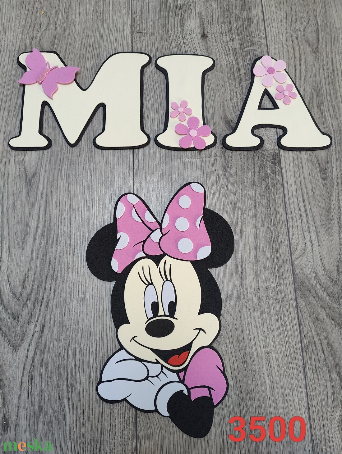 � Minnie egér stílusú névre szóló dekoráció kislányoknak - baba - mama - babaszoba dekoráció - babanév dekoráció - Meska.hu