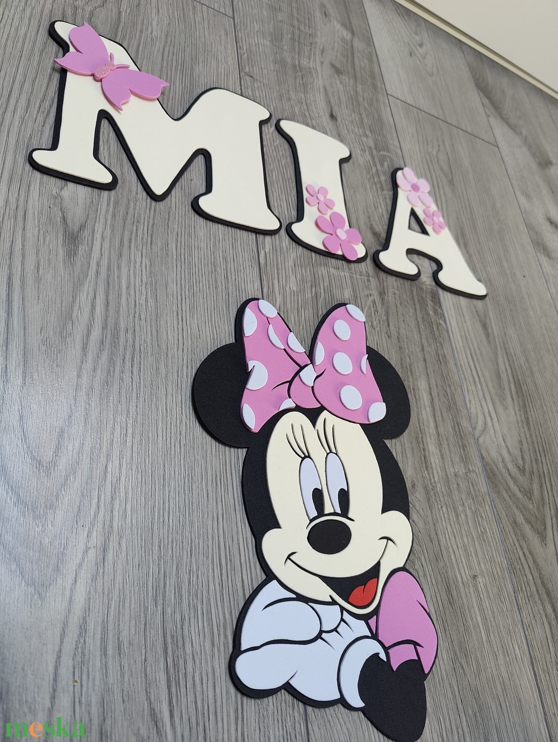 � Minnie egér stílusú névre szóló dekoráció kislányoknak - baba - mama - babaszoba dekoráció - babanév dekoráció - Meska.hu