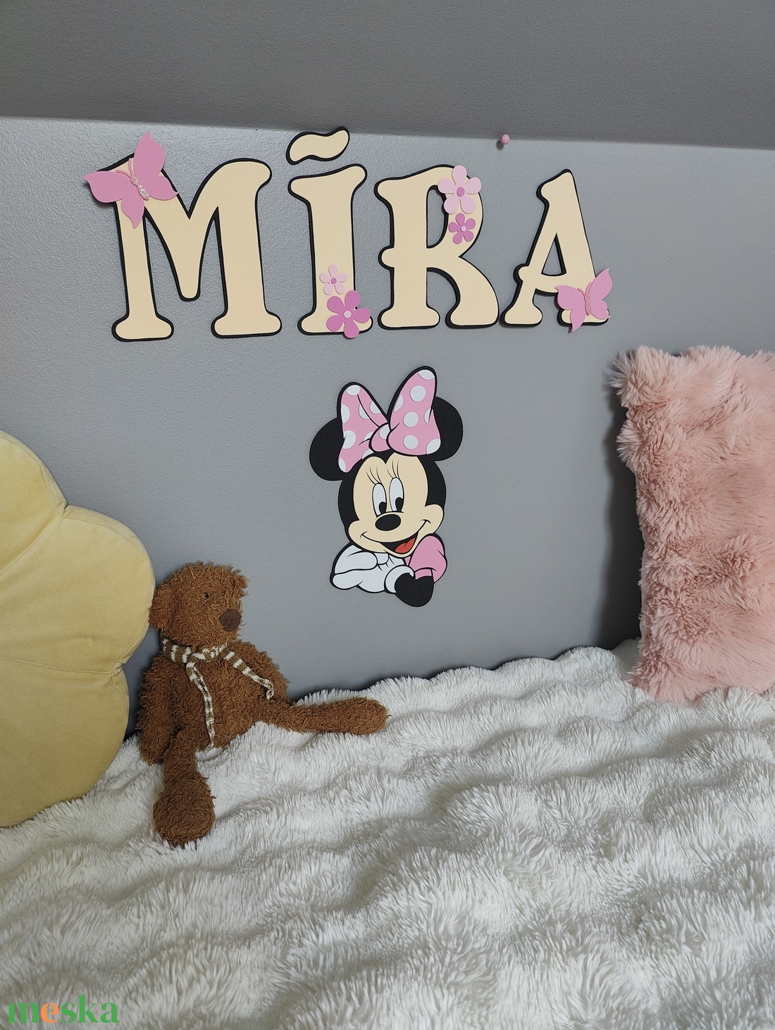 Egyedi névre szóló Minnie egeres fali dekoráció � Kézzel készült gyerekszoba dísz - baba - mama - babaszoba dekoráció - babanév dekoráció - Meska.hu