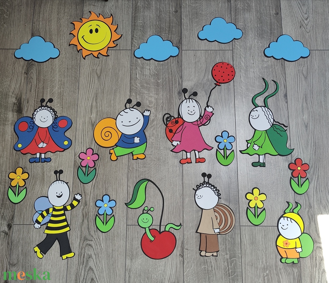 Bogyó és babóca vidám Mesevilág � Kézzel készült dekorgumi figura szett - baba - mama - babaszoba dekoráció - gyerekszoba falmatrica - Meska.hu