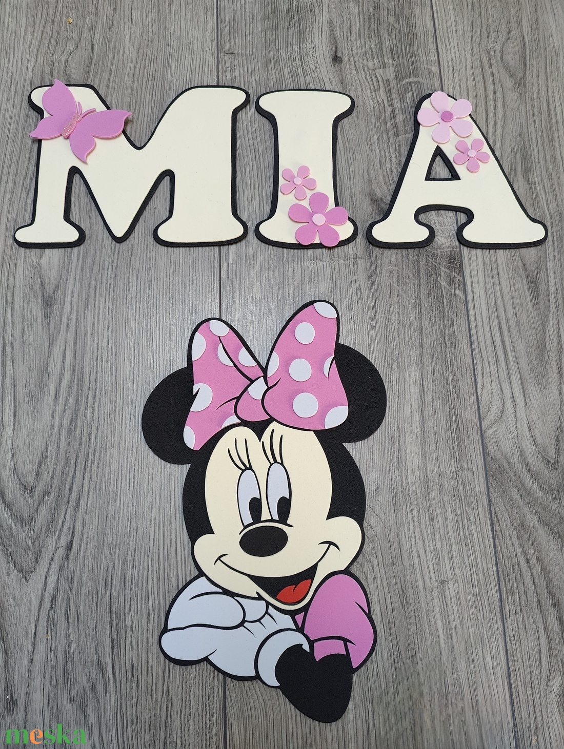 � Minnie egér stílusú névre szóló dekoráció kislányoknak - baba - mama - babaszoba dekoráció - babanév dekoráció - Meska.hu