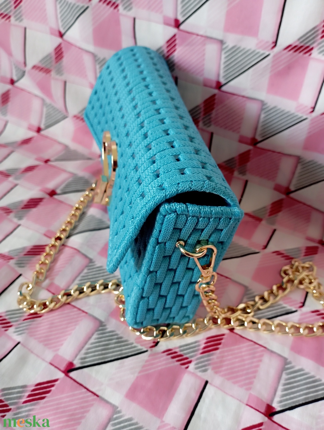 Azurkék kanava táska  - táska & tok - kézitáska & válltáska - alkalmi táska - Meska.hu