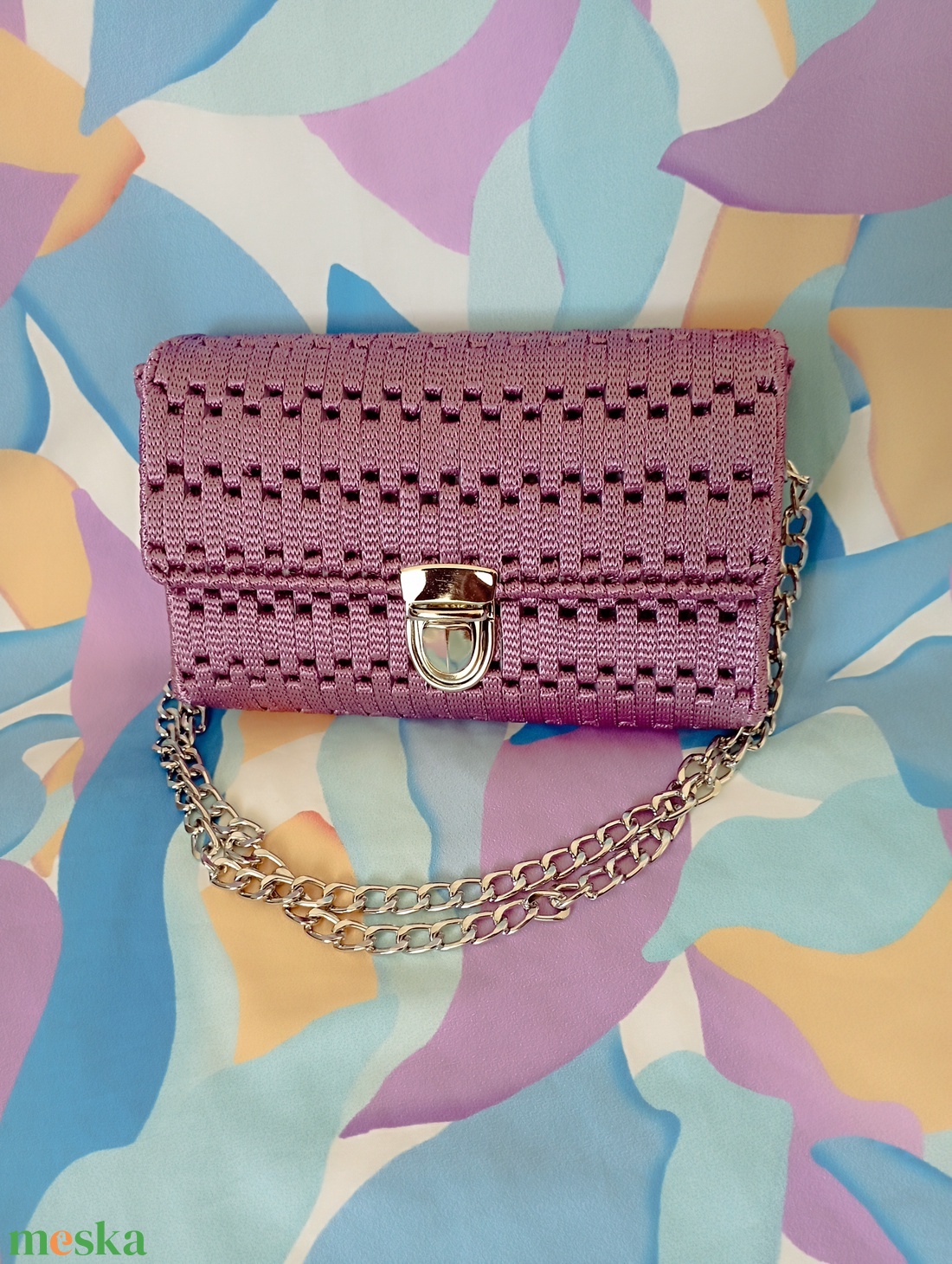 Padlizsán színű kanava táska  - táska & tok - kézitáska & válltáska - alkalmi táska - Meska.hu