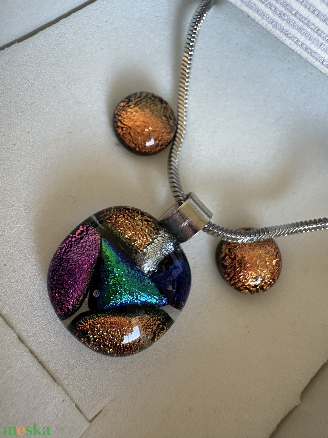 Egyedi Kézműves Dichroic Üvegékszer Szett - ékszer - ékszerszett - Meska.hu
