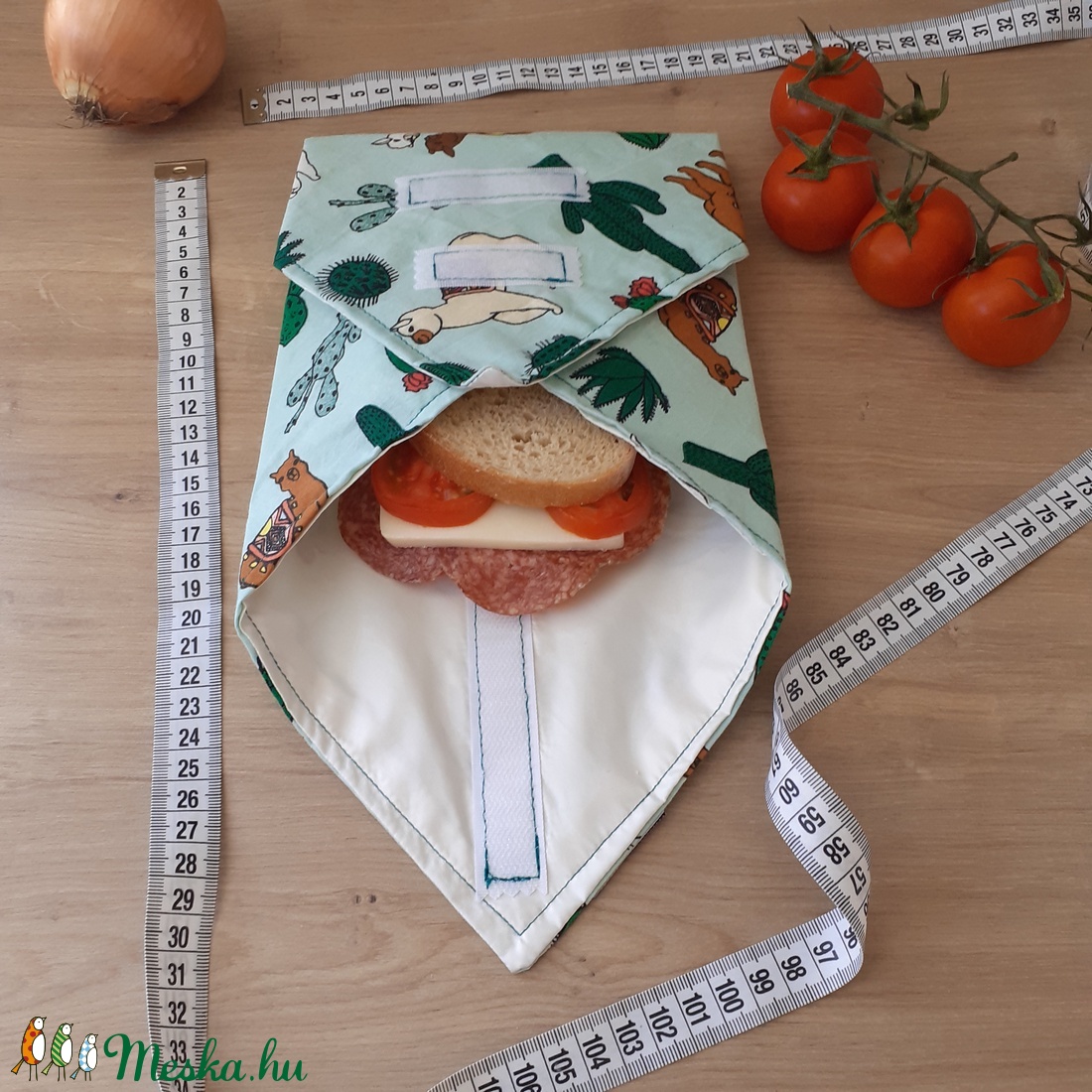 Újraszalvéta, vízhatlan örökszalvéta, szendvics csomagoló - láma - snackbag -  - Meska.hu