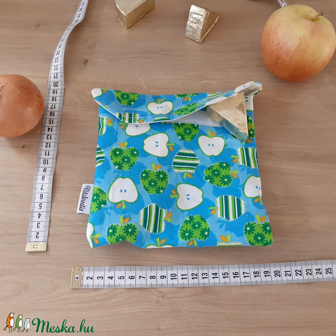 Uzsonnástasak, vízhatlan szendvics csomagoló - alma - snackbag - táska & tok - bevásárlás & shopper táska - shopper, textiltáska, szatyor - Meska.hu