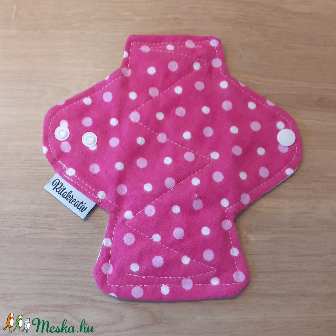 Tisztasági betét - pink pöttyös, pihe puha flanellal - szépségápolás - intim higiénia - tisztasági betét - Meska.hu