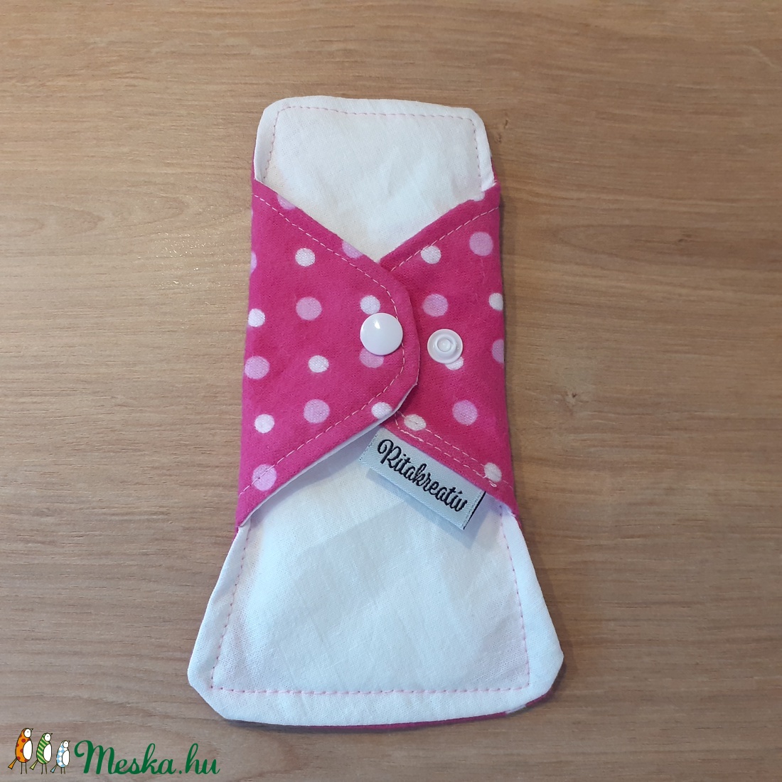 Tisztasági betét - pink pöttyös, pihe puha flanellal - szépségápolás - intim higiénia - tisztasági betét - Meska.hu