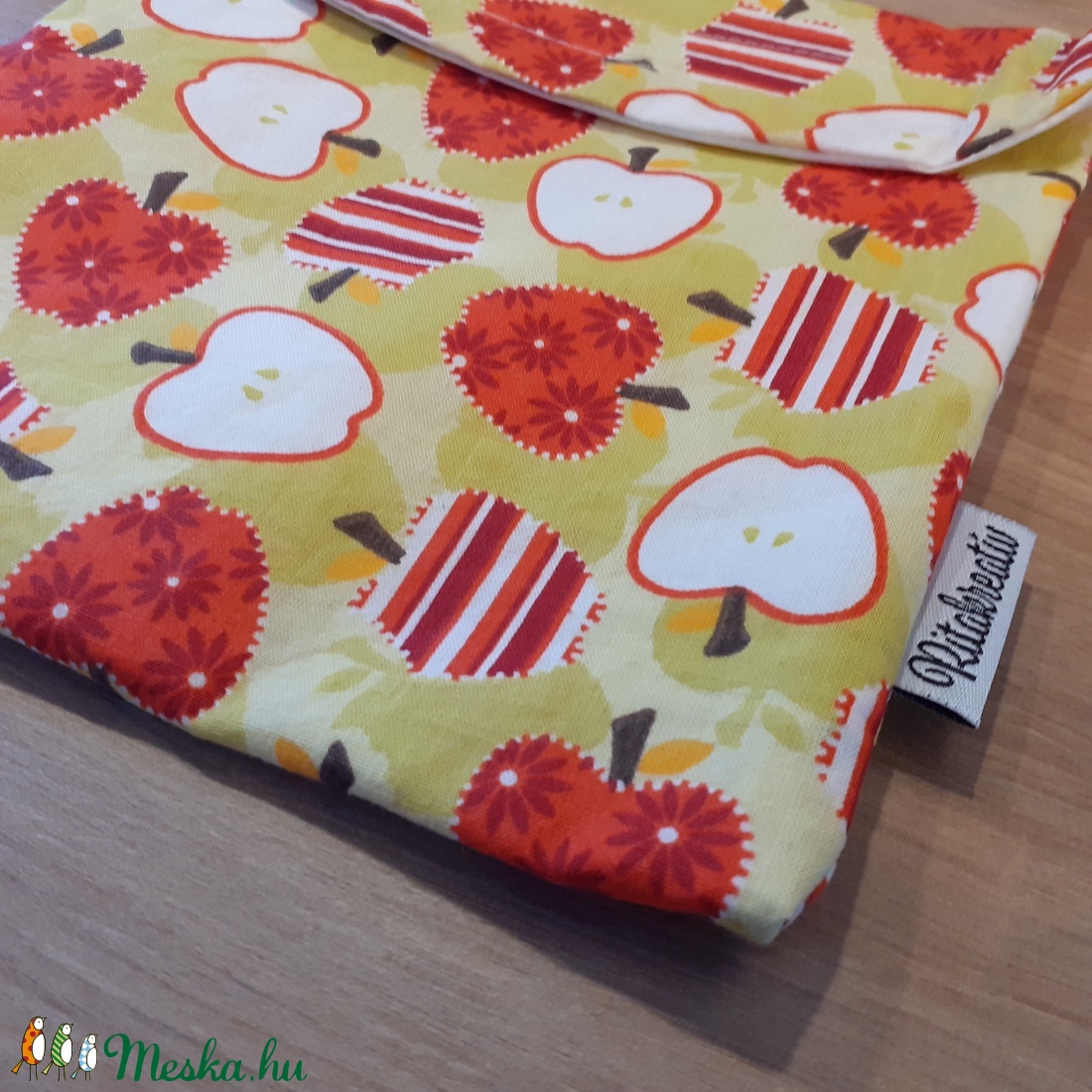 Uzsonnástasak, vízhatlan szendvics csomagoló - alma - snackbag, újratasak, vízálló tok, betéttartó - táska & tok - uzsonna- & ebéd tartó - szendvics csomagoló - Meska.hu