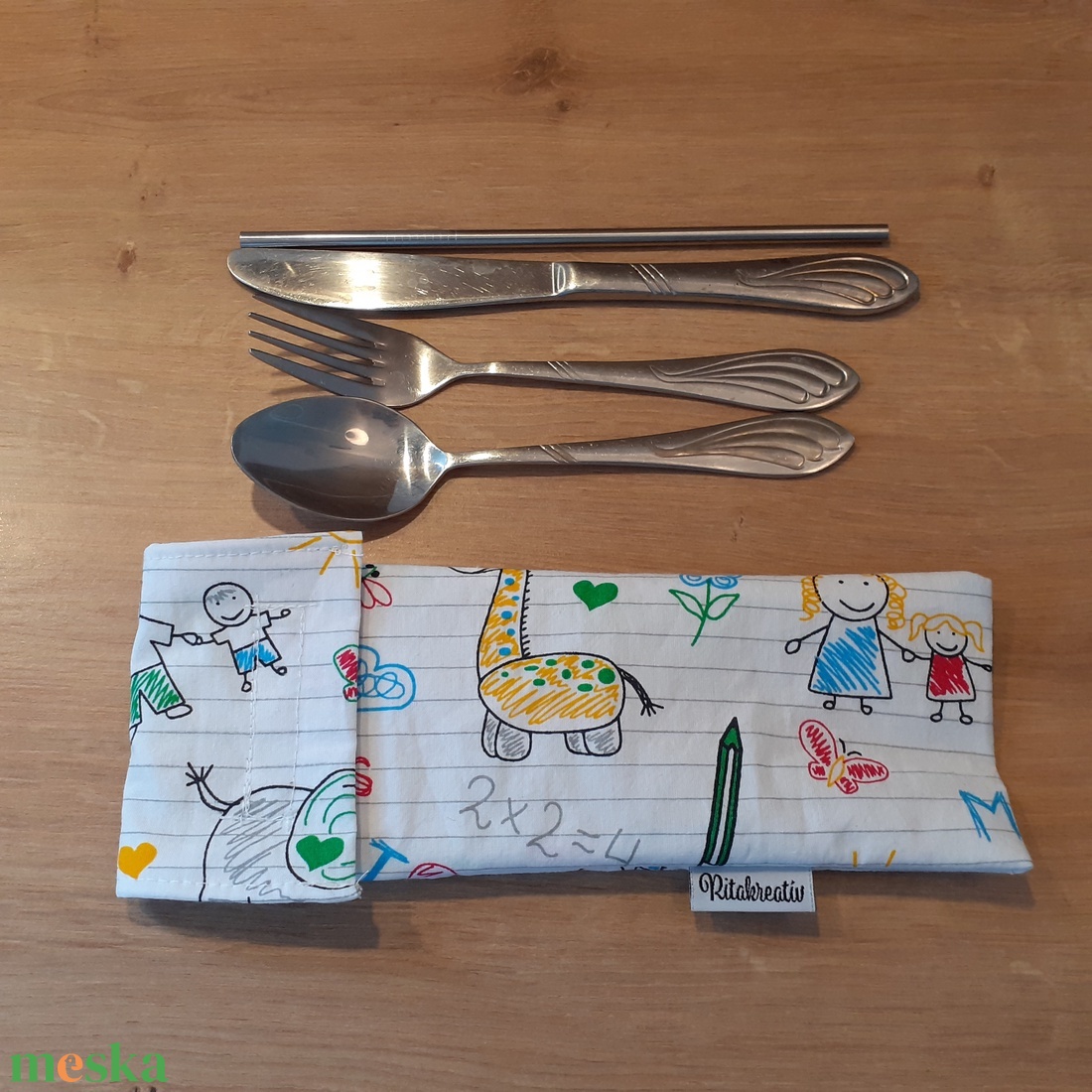 Evőeszköztartó, fogkefetartó, szívószáltartó Anya rajzoltam! - táska & tok - uzsonna- & ebéd tartó - evőeszköz tartó - Meska.hu