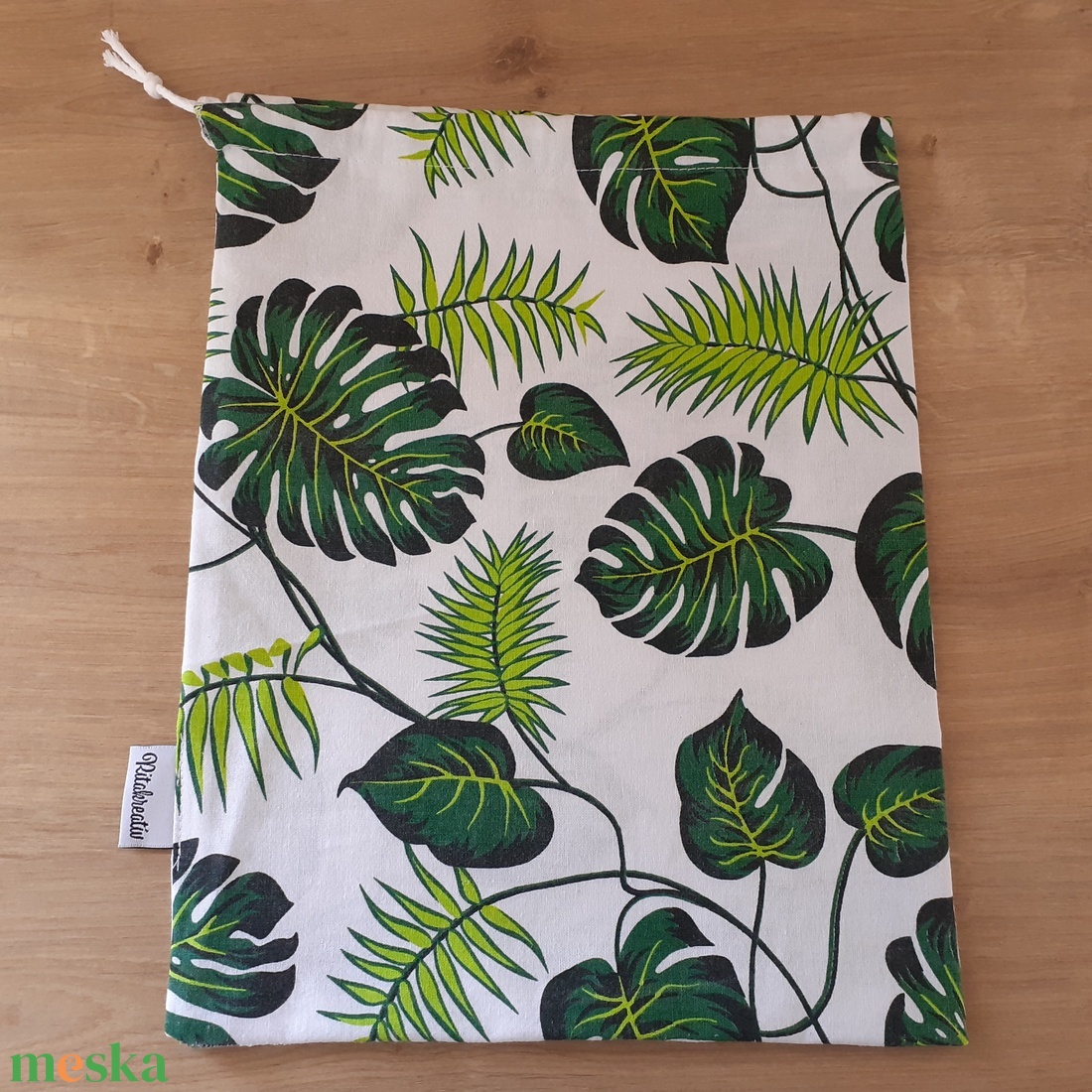 Zöld leveles bevásárlózsák - bevásárló szatyor, vászon zsák, öko zacskó, gyümölcsös, zöldséges - táska & tok - bevásárlás & shopper táska - zöldség/gyümölcs zsák - Meska.hu