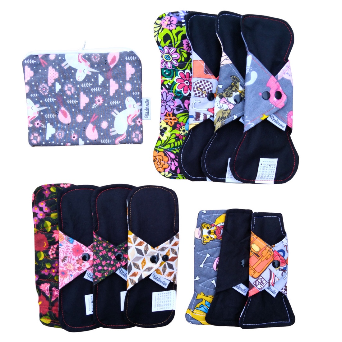 Emma mosható betét csomag normál és erős vérzéshez meglepetés mintával - szépségápolás - intim higiénia - intimbetét - Meska.hu