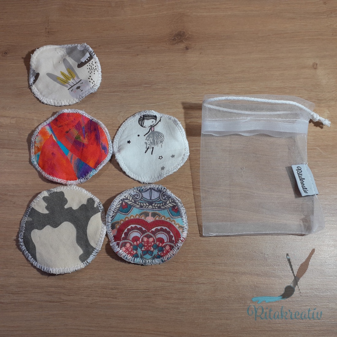 5db mosható arctisztító korong bambusszal, meglepetés mintával - szépségápolás - arcápolás - arctisztító korong - Meska.hu