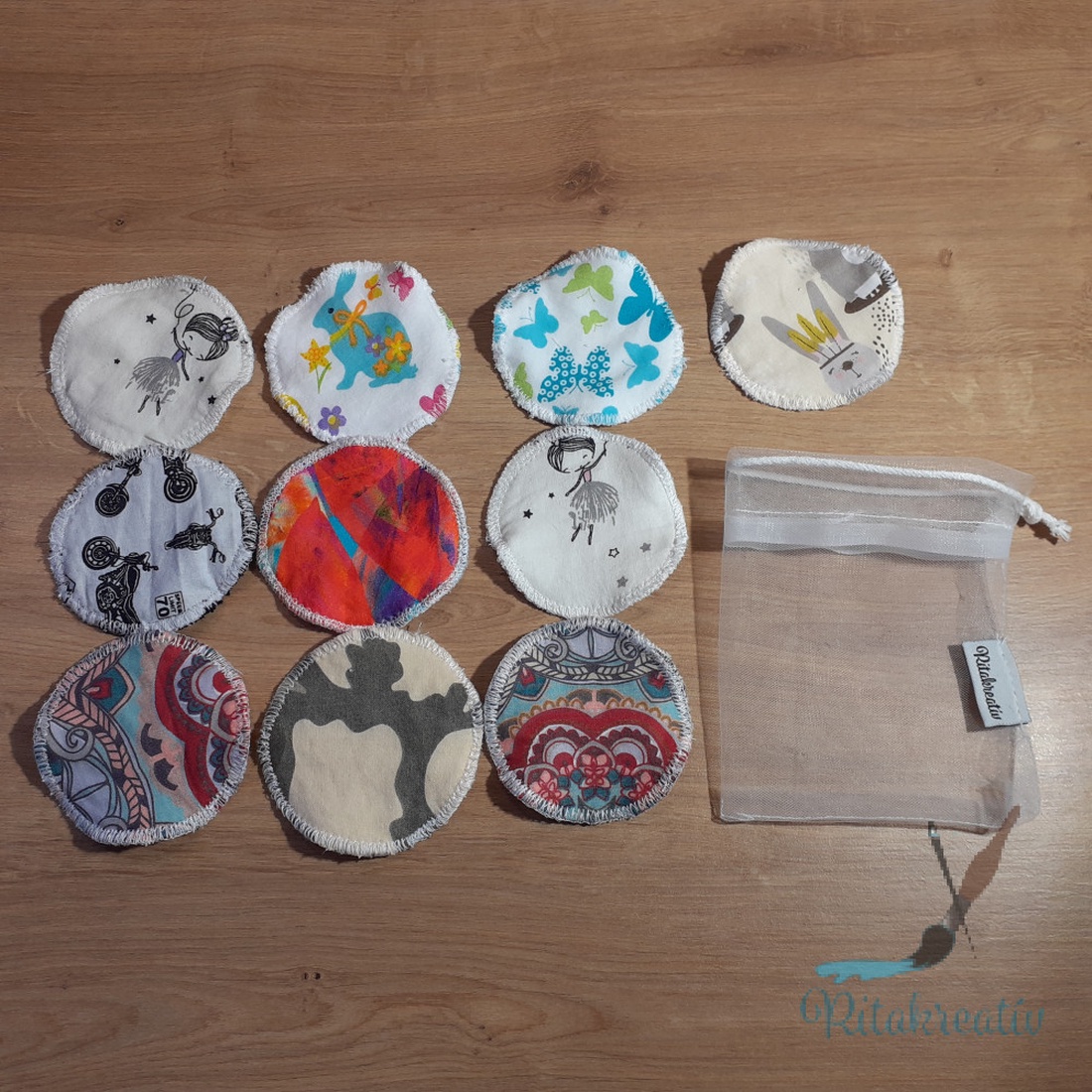 10db mosható arctisztító korong bambusszal, meglepetés mintával - szépségápolás - arcápolás - arctisztító korong - Meska.hu