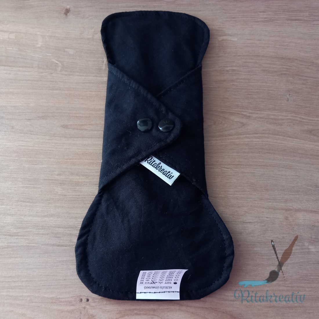 Fekete mosható betét 26cm - szépségápolás - intim higiénia - intimbetét - Meska.hu