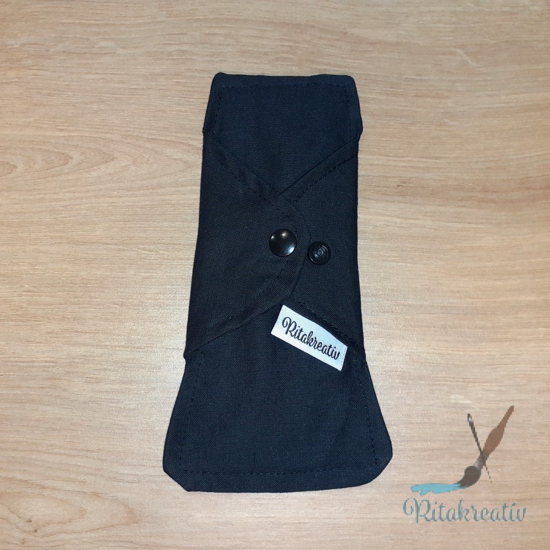 Fekete tisztasági mosható betét 18cm - szépségápolás - intim higiénia - tisztasági betét - Meska.hu