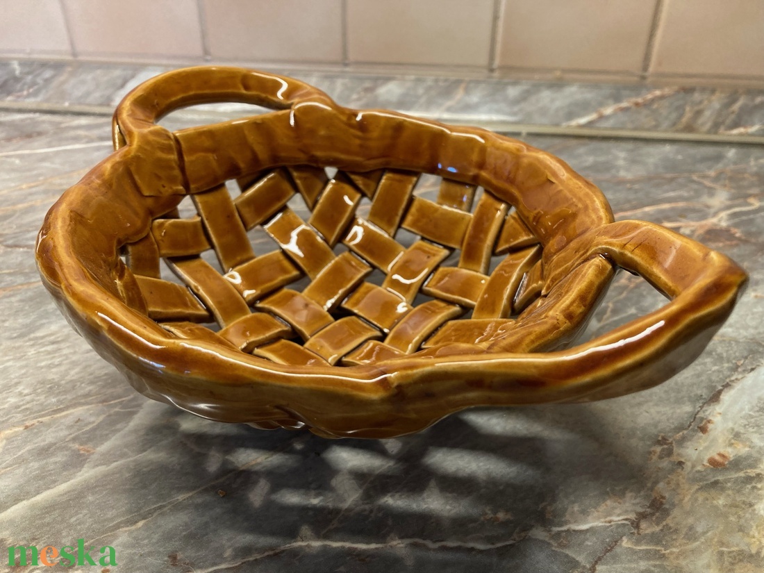 Mázas kerámia fonott tál - otthon & életmód - dekoráció - asztal és polc dekoráció - dekorációs tál, tartó - Meska.hu