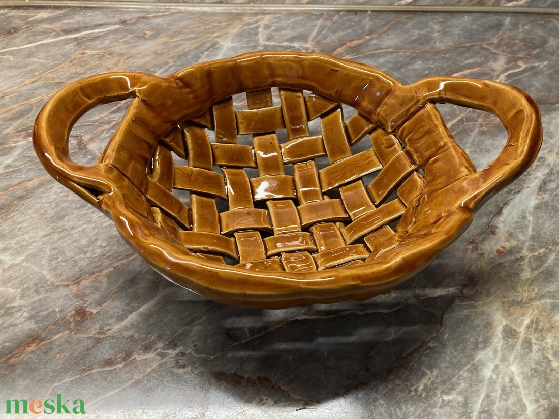 Mázas kerámia fonott tál - otthon & életmód - dekoráció - asztal és polc dekoráció - dekorációs tál, tartó - Meska.hu
