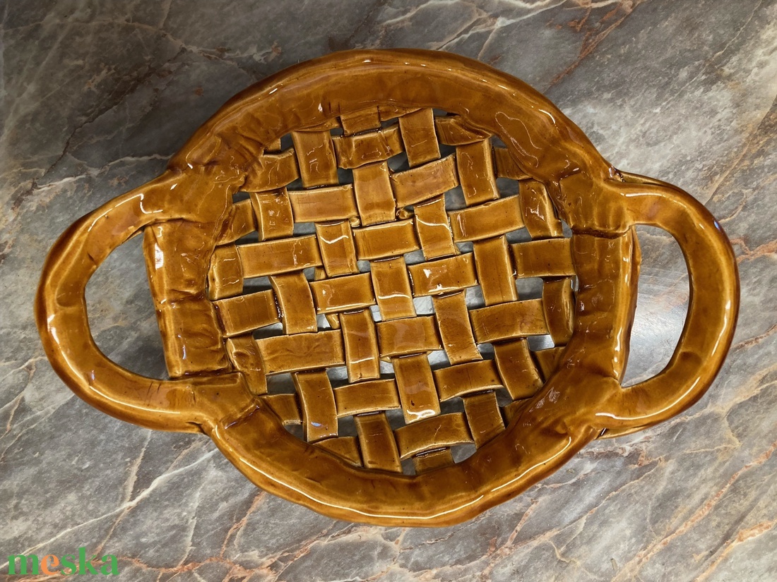 Mázas kerámia fonott tál - otthon & életmód - dekoráció - asztal és polc dekoráció - dekorációs tál, tartó - Meska.hu