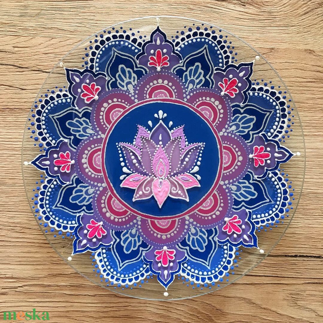 Lótusz Mandala tál - otthon & életmód - dekoráció - asztal és polc dekoráció - dekorációs tál, tartó - Meska.hu