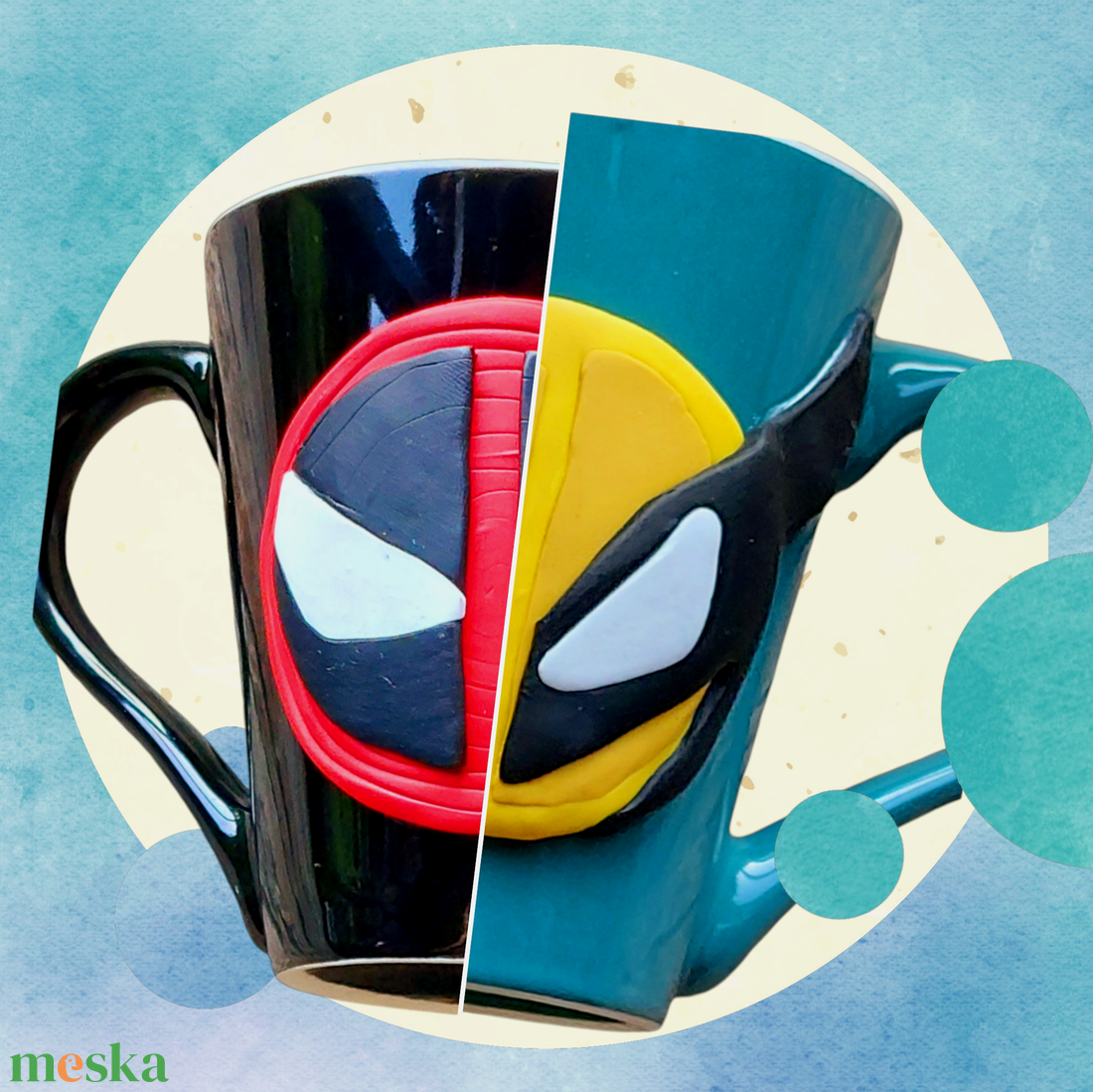 MARVEL Deadpool bögre, jobb és bal kezes, kézműves termék - otthon & életmód - konyhafelszerelés, tálalás - tálalás - bögre & csésze - Meska.hu