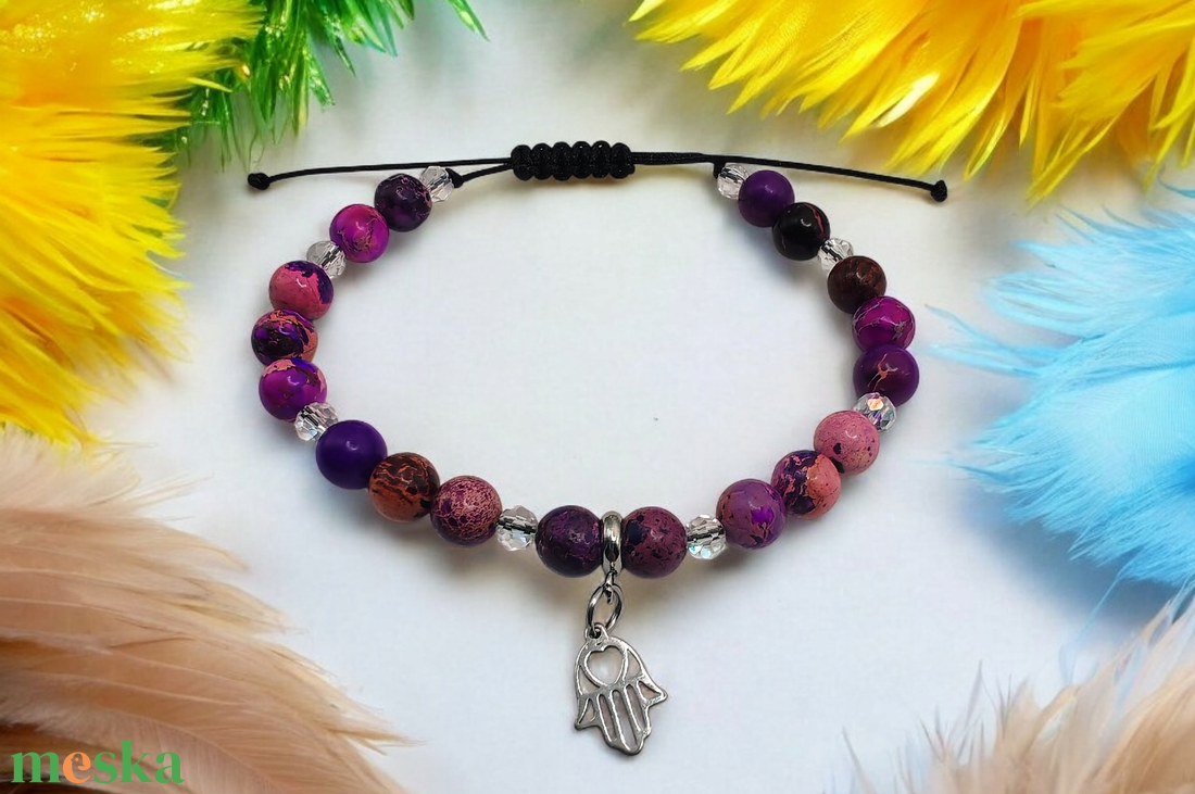Regalit Jáspis Ásványgyöngyből készült karkötő, Fatima keze charmmal. - ékszer - karkötő - ásványkarkötő - Meska.hu Regalit Jáspis Ásványgyöngyből készült karkötő, Fatima keze charmmal. - ékszer - karkötő - ásványkarkötő - Meska.hu
