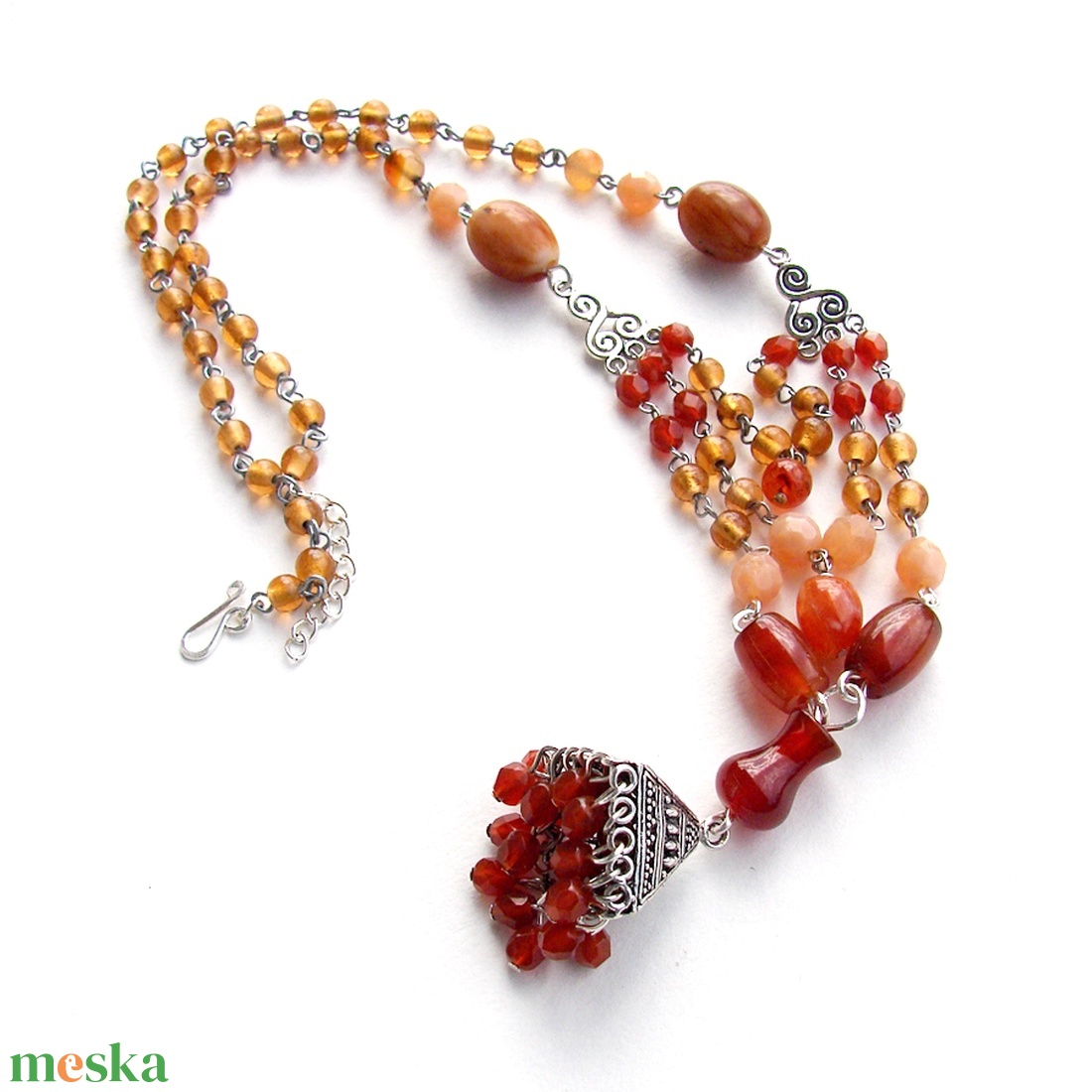 Jhumka stílusú tüzes karamellszínű nyakék - ékszer - nyaklánc - párhuzamos nyaklánc - Meska.hu Jhumka stílusú tüzes karamellszínű nyakék - ékszer - nyaklánc - párhuzamos nyaklánc - Meska.hu