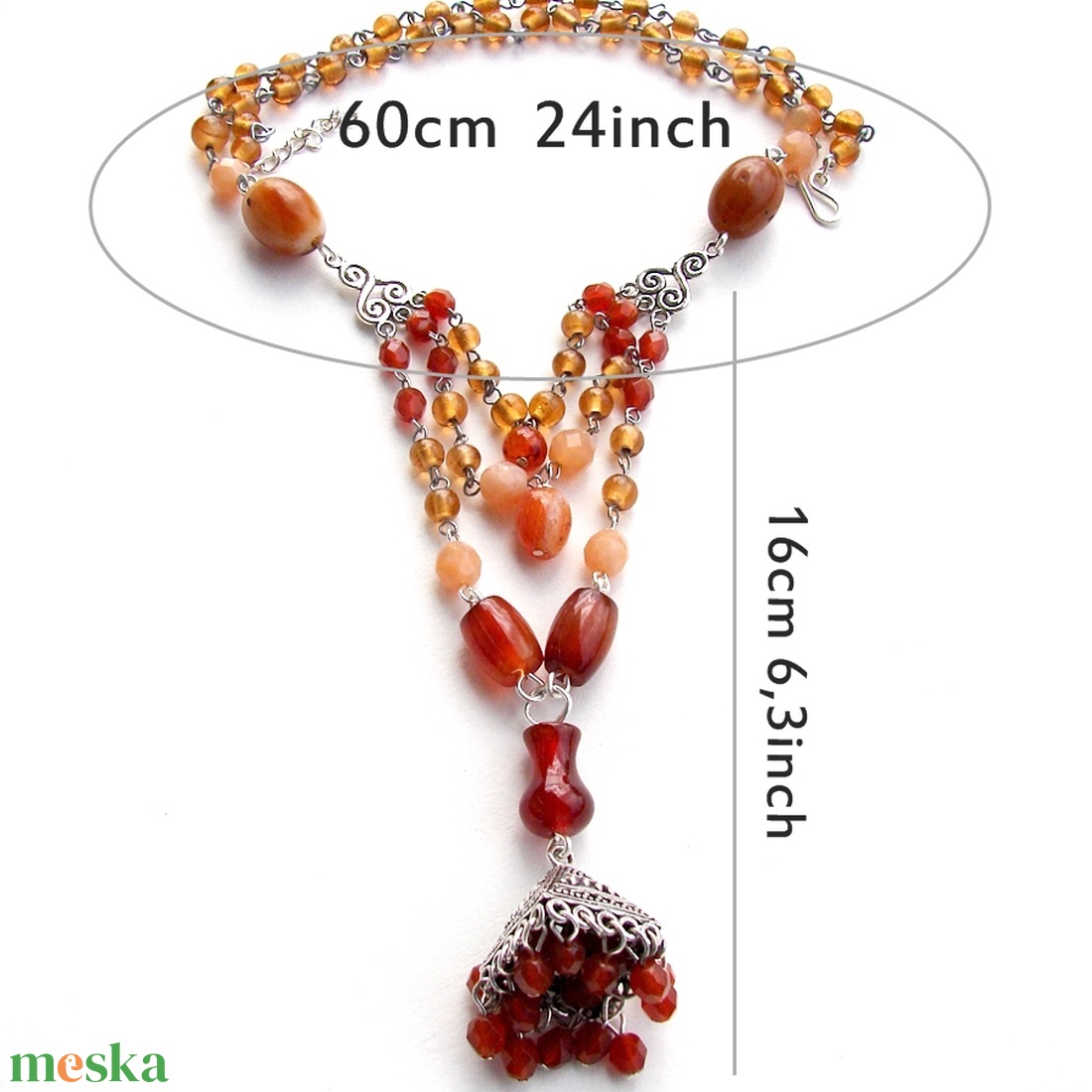 Jhumka stílusú tüzes karamellszínű nyakék - ékszer - nyaklánc - párhuzamos nyaklánc - Meska.hu Jhumka stílusú tüzes karamellszínű nyakék - ékszer - nyaklánc - párhuzamos nyaklánc - Meska.hu