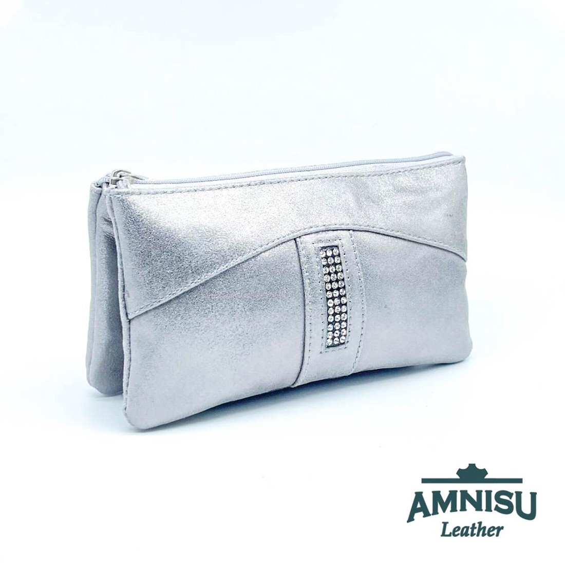 Csillámos ezüst egyenes swarovski köves női pénztárca G1004 - táska & tok - pénztárca & más tok - pénztárca - női pénztárca - Meska.hu