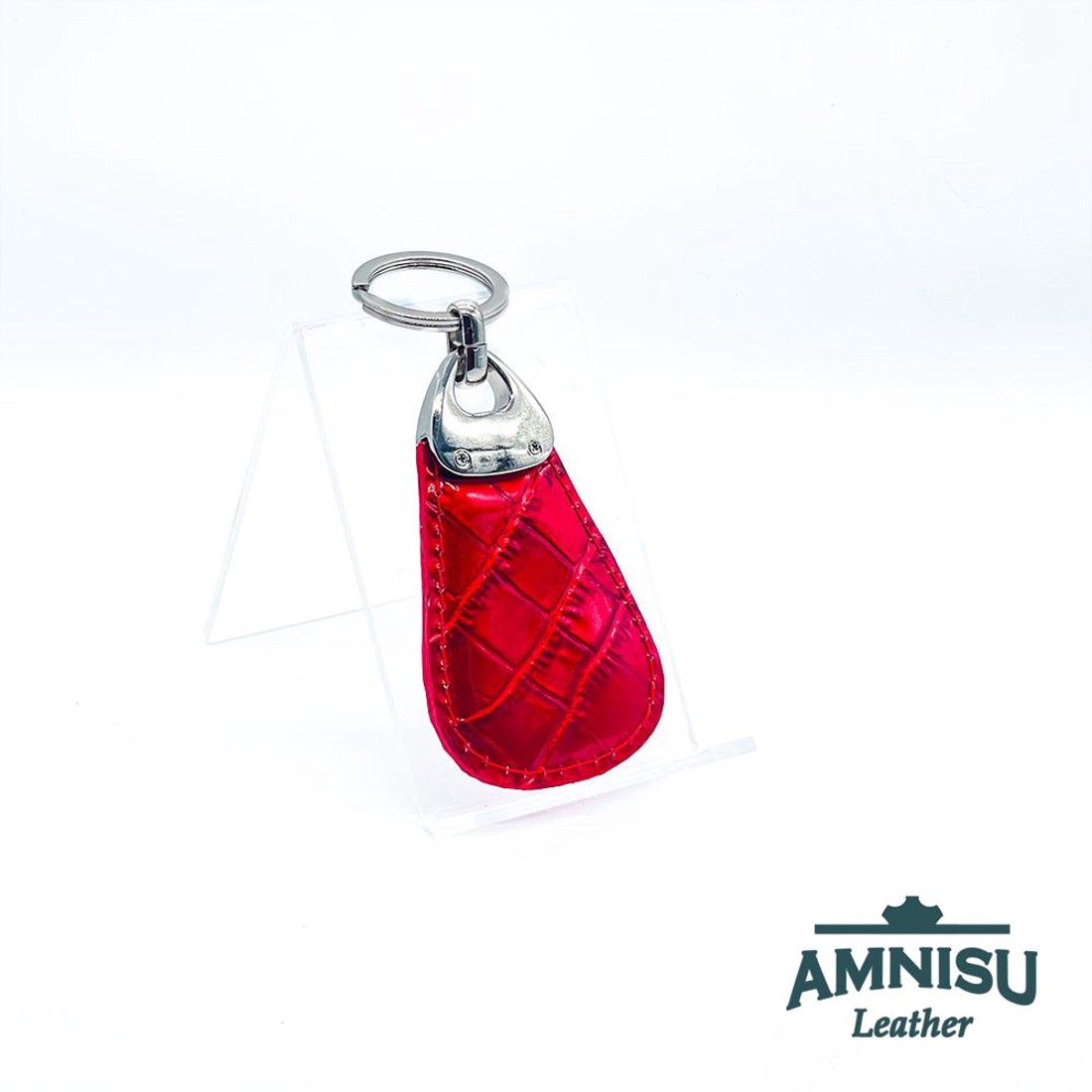 Meggy piros lakk krokkómintás csepp alakú swarovski köves kulcstartó H5023 - táska & tok - kulcstartó & táskadísz - kulcstartó - Meska.hu