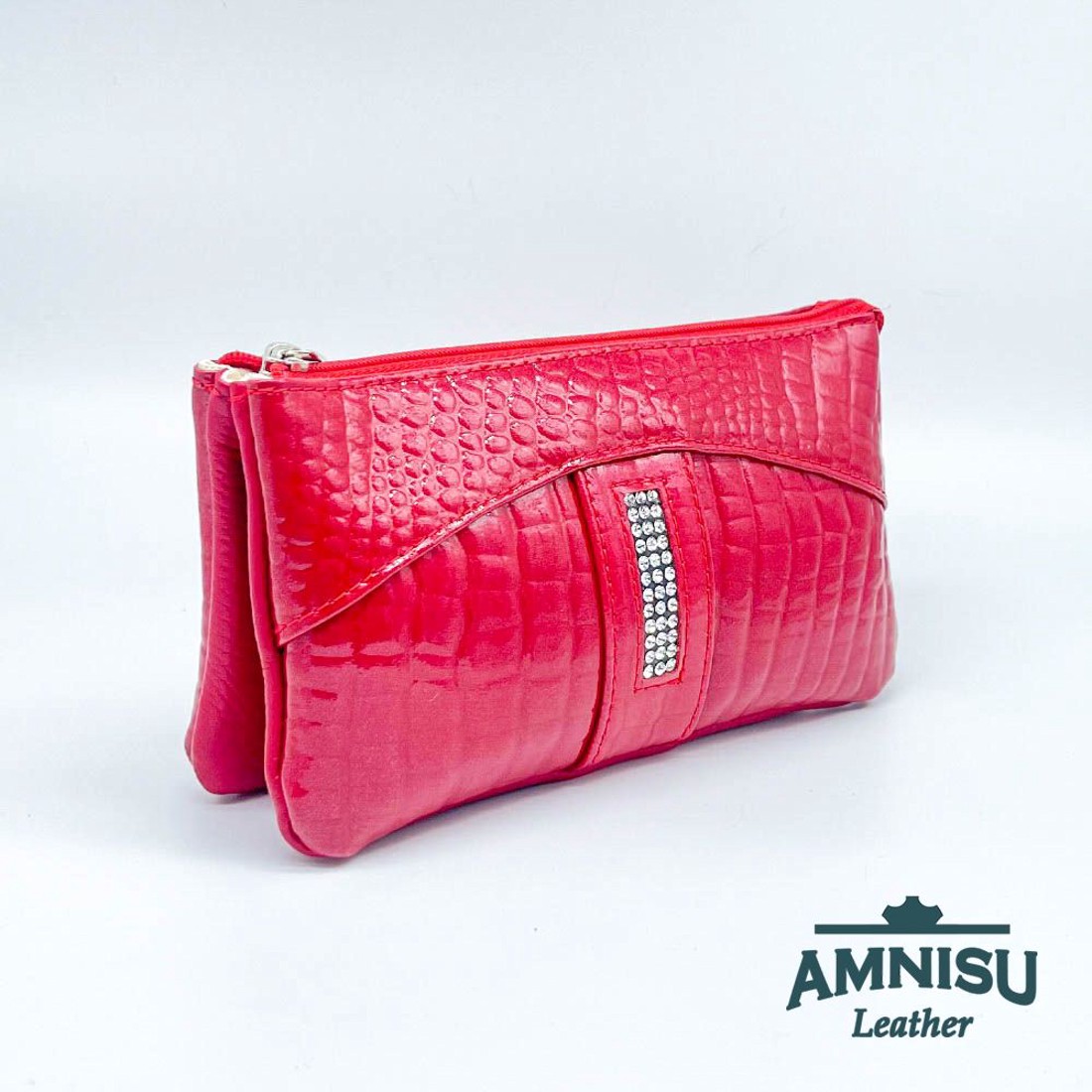 Piros lakk krokkómintás egyenes kristály köves női pénztárca G5008 - táska & tok - pénztárca & más tok - pénztárca - női pénztárca - Meska.hu