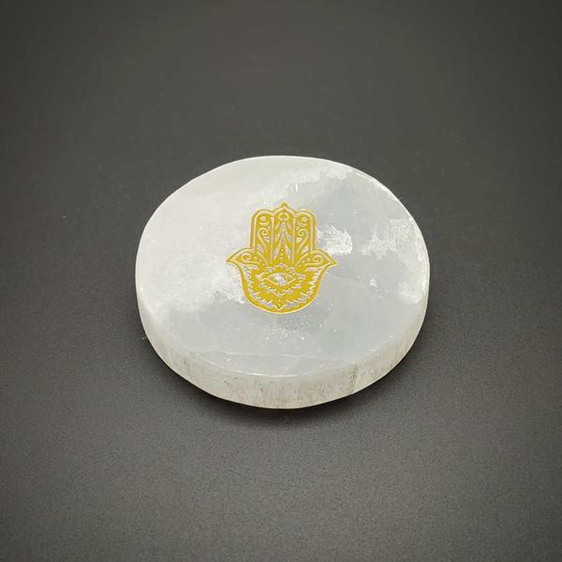 Szelenit korong fatima keze arany matricás 6-7cm - kellékek & szerszámok - ásvány alapanyag - szelenit korong - Meska.hu