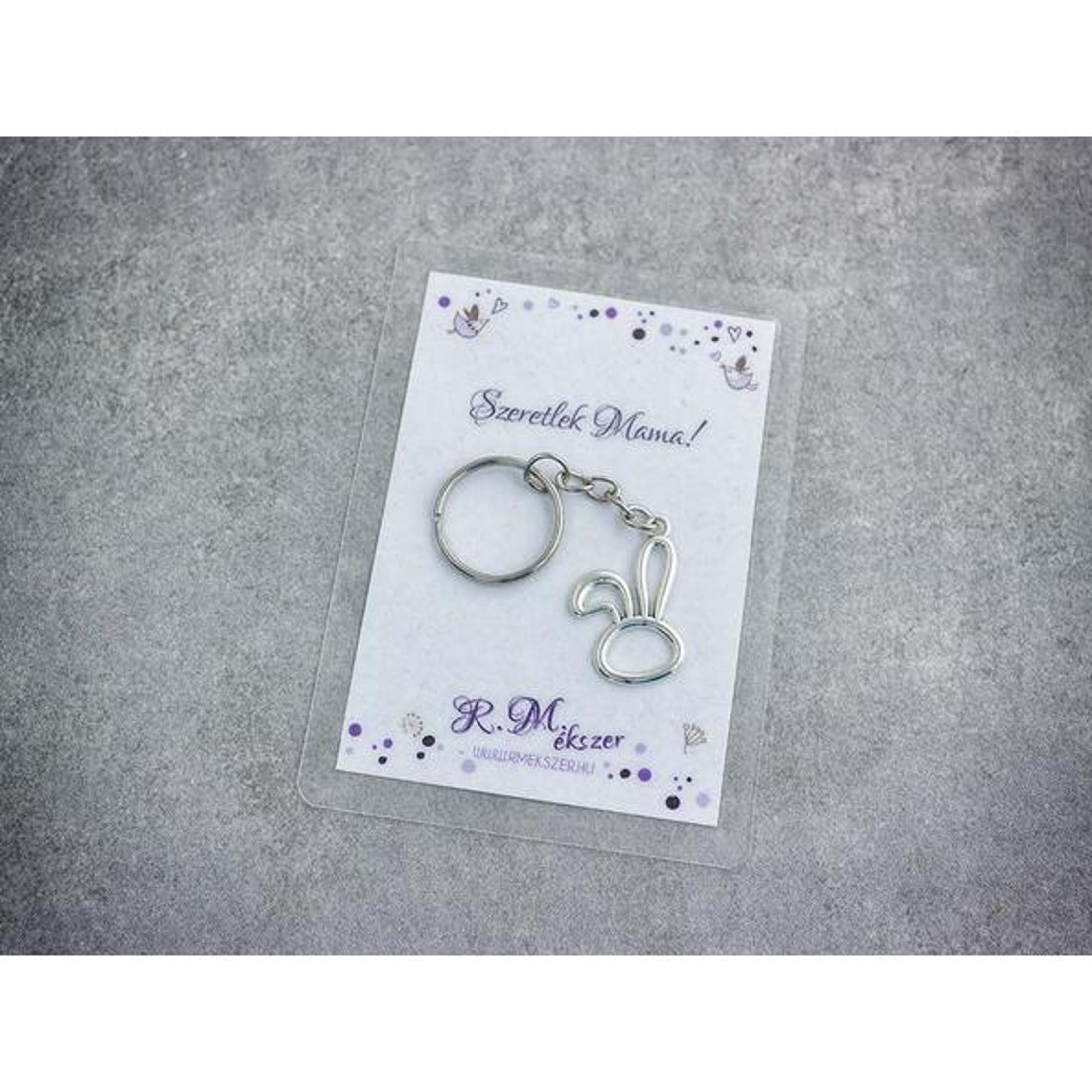 Szeretlek Mama egyszerű nyuszi medálos kulcstartó -  - Meska.hu