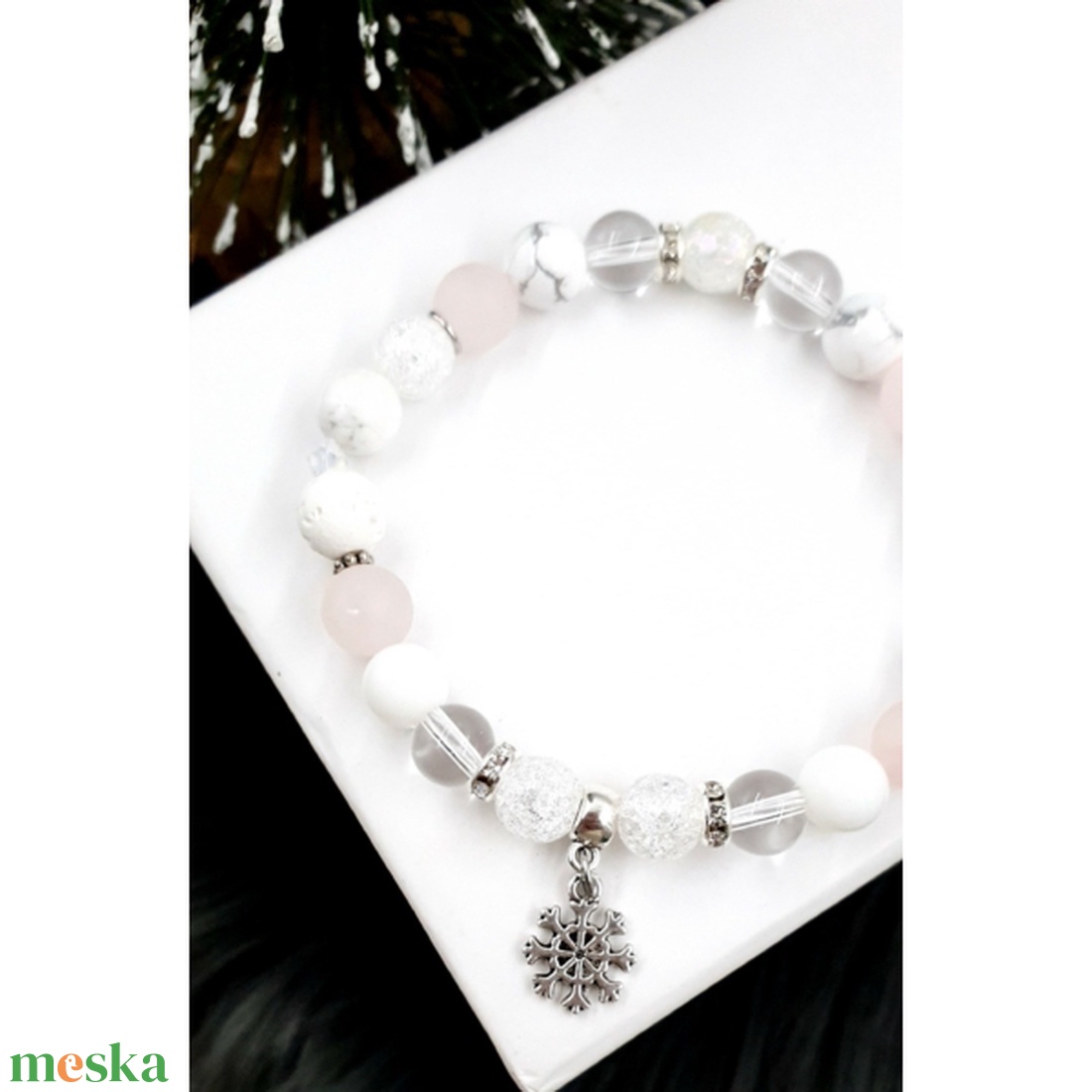Hópehely kristálykarkötő - ékszer - karkötő - gyöngyös karkötő - Meska.hu