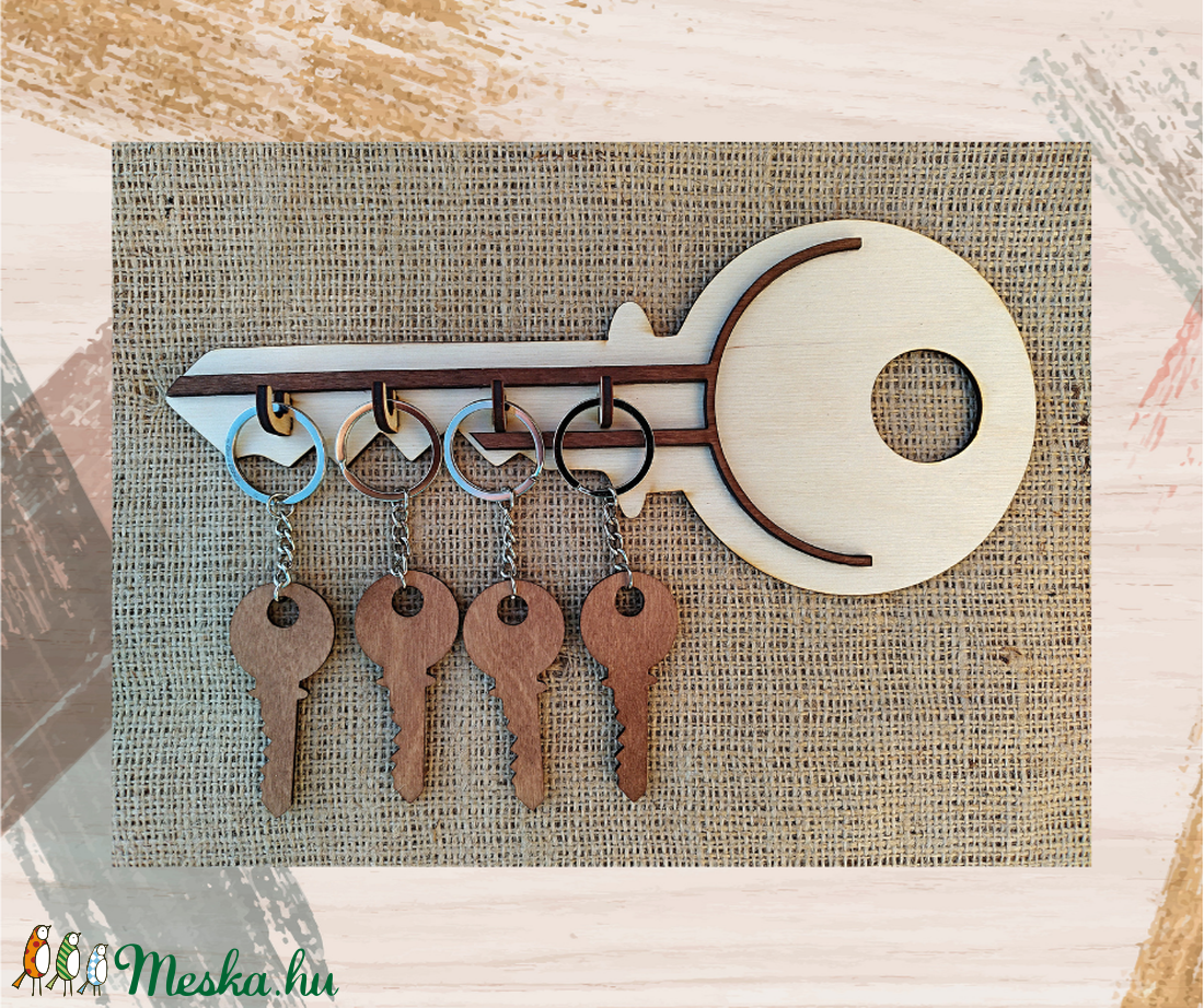 Családi kulcstartó Fali kulcstartó fogas Ajándék kulcstartó Kulcsfogas egyedi gravírozott - otthon & életmód - Meska.hu