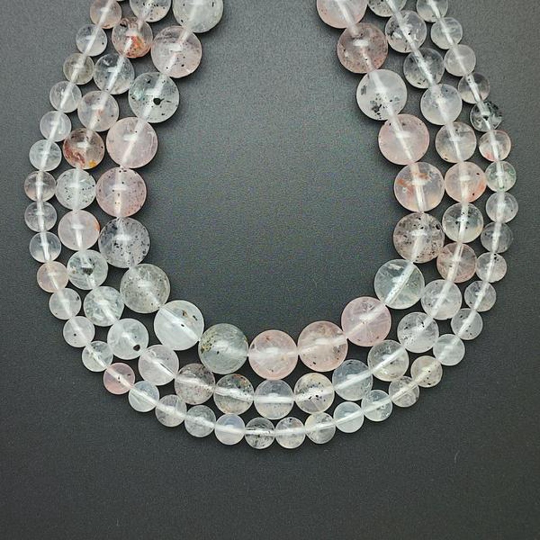 Mika fekete kvarcban golyó 10-11mm  ékszerkészítő alapanyag (füzér) - kellékek & szerszámok - ásvány alapanyag - ásványfüzér - Meska.hu