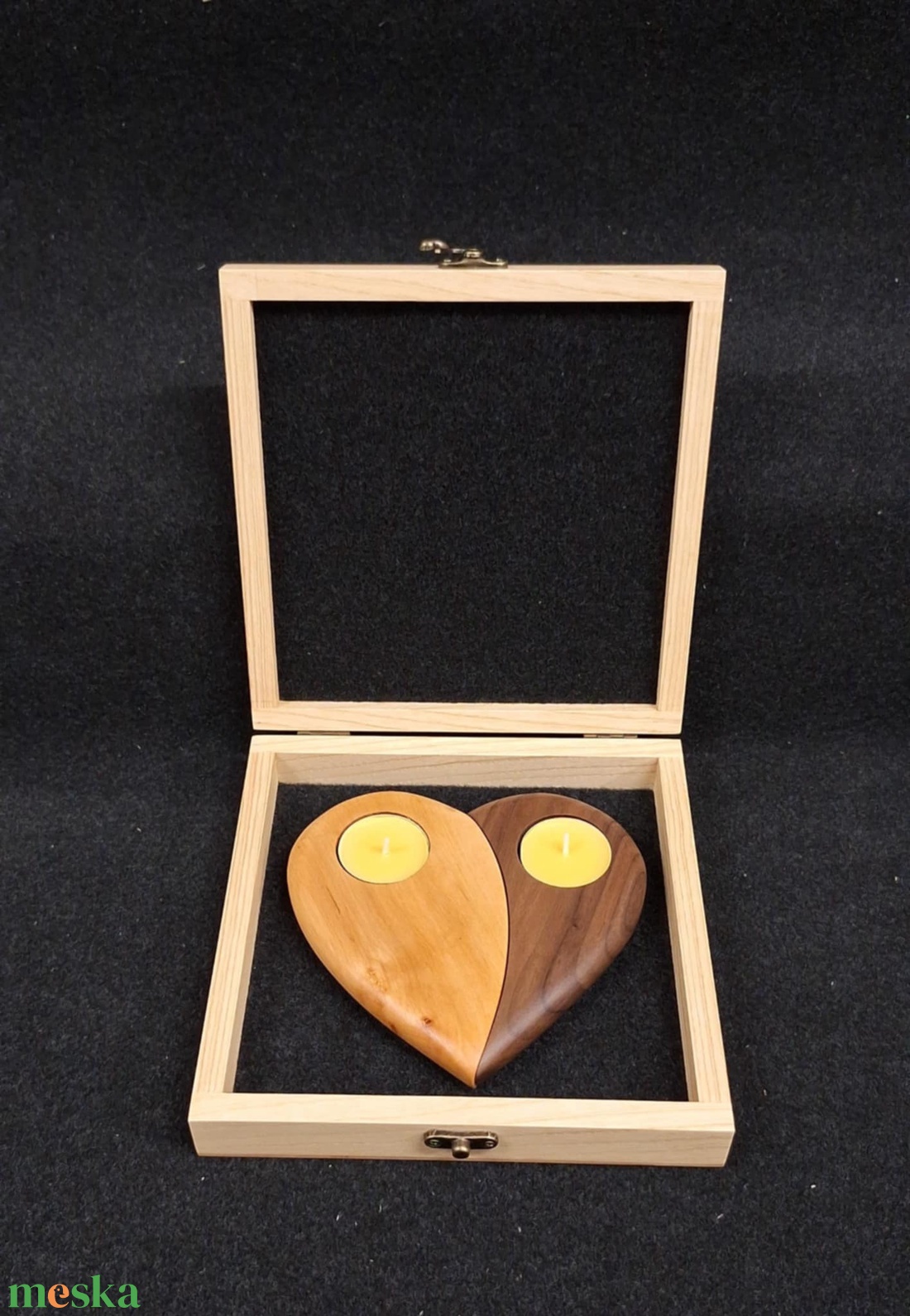 Kézzel készült szív mécsestartó  dobozban - otthon & életmód - gyertya, illat, aroma - mécses és mécsestartó - Meska.hu