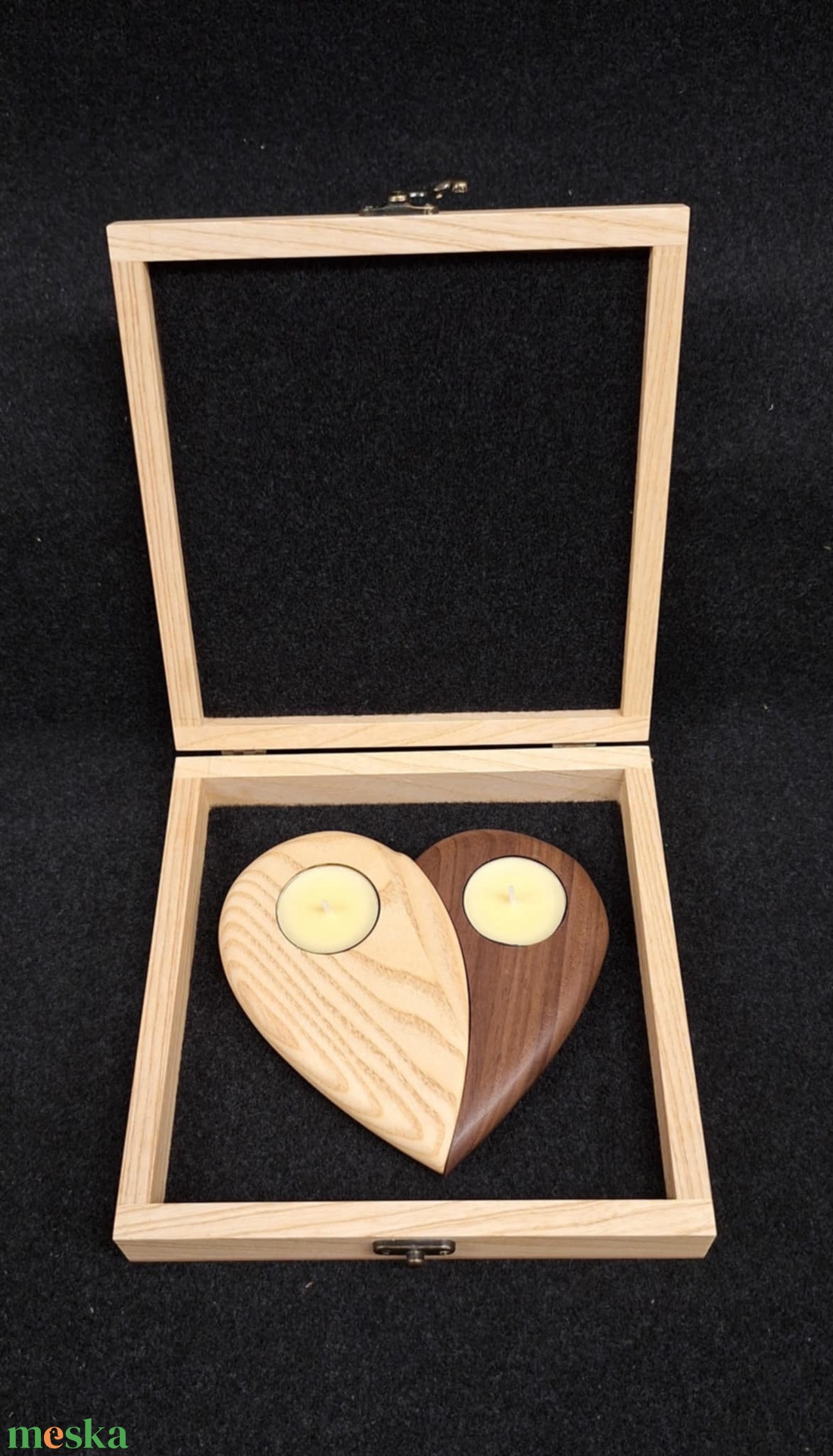 Kézzel készült szív mécsestartó  dobozban - otthon & életmód - gyertya, illat, aroma - mécses és mécsestartó - Meska.hu
