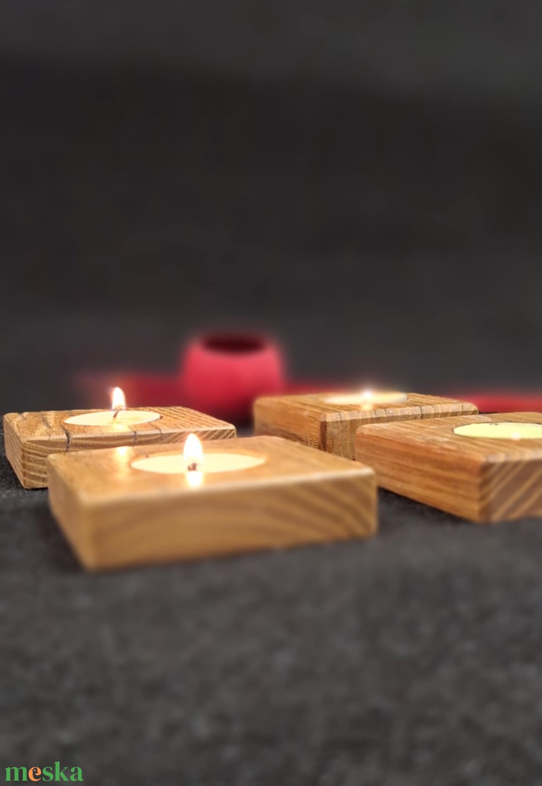 Akác mécsestartó szett 4 darabos - kellékek & szerszámok - dekorációs kellékek - egyéb kellékek - Meska.hu