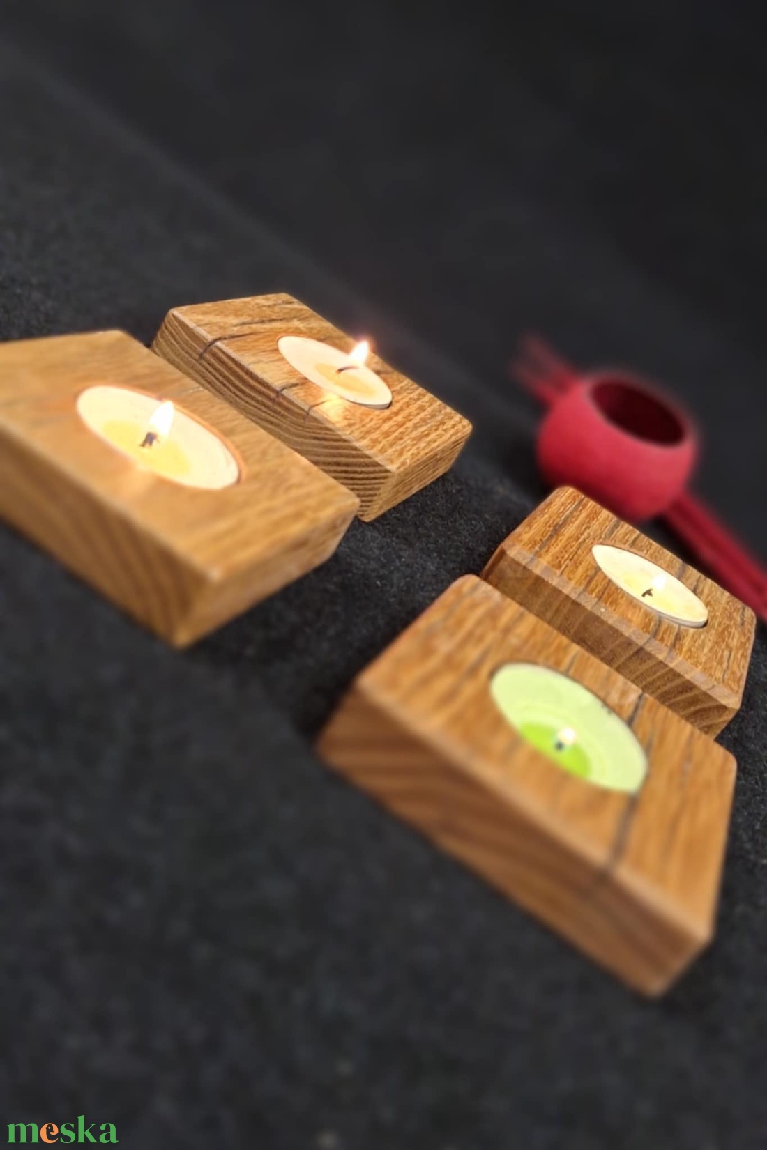 Akác mécsestartó szett 4 darabos - kellékek & szerszámok - dekorációs kellékek - egyéb kellékek - Meska.hu