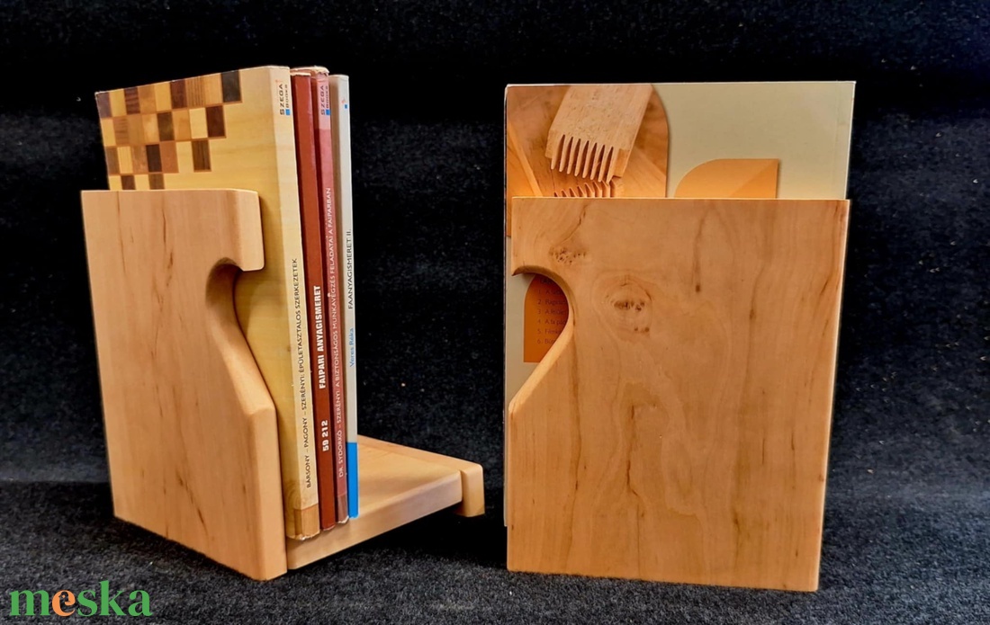 égerfa könyvtámasz - Dupla, szivecskés - otthon & életmód - dekoráció - asztal és polc dekoráció - könyvtámasz - Meska.hu