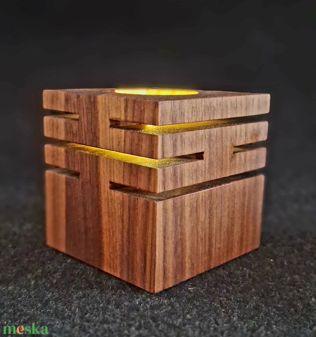 Dió kocka mécsestartó 1 db  - otthon & életmód - gyertya, illat, aroma - mécses és mécsestartó - Meska.hu