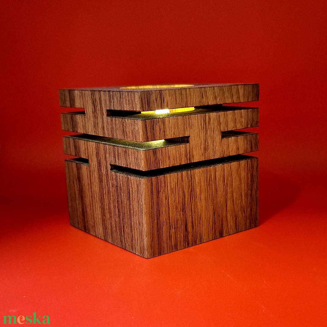 Dió kocka mécsestartó 1 db  - otthon & életmód - gyertya, illat, aroma - mécses és mécsestartó - Meska.hu