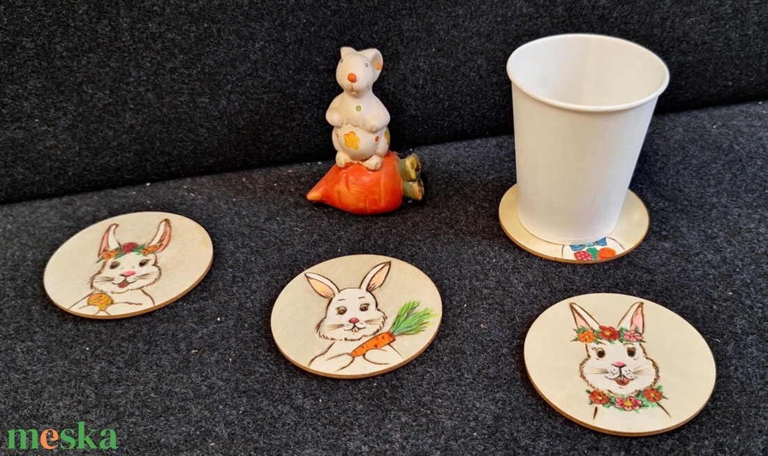 Húsvéti Poháralátét készlet 4 db  - otthon & életmód - konyhafelszerelés, tálalás - sütés, főzés - edényalátét - Meska.hu