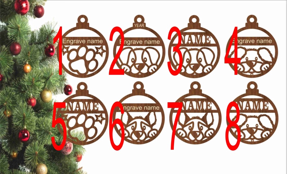 Fa karácsonyfadísz  kutyás motívumokkal (4 aranyos dizájn) - karácsony - karácsonyi lakásdekoráció - karácsonyfadíszek - Meska.hu