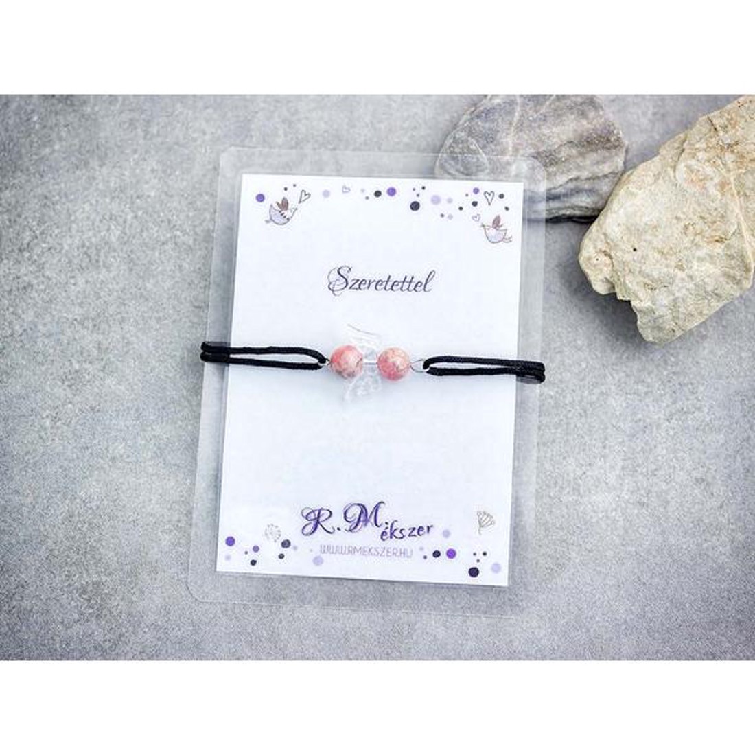 Szeretettel rodokrozit angyal karkötő - ékszer - karkötő - gyöngyös karkötő - Meska.hu