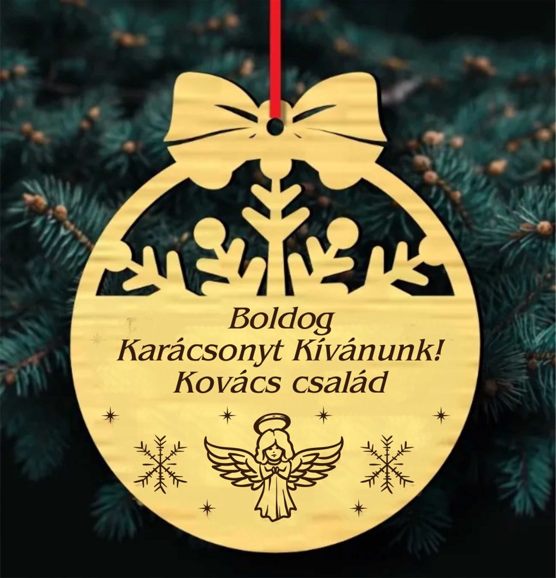 Angyalkás neves karácsonyfadísz - karácsony - karácsonyi lakásdekoráció - karácsonyfadíszek - Meska.hu