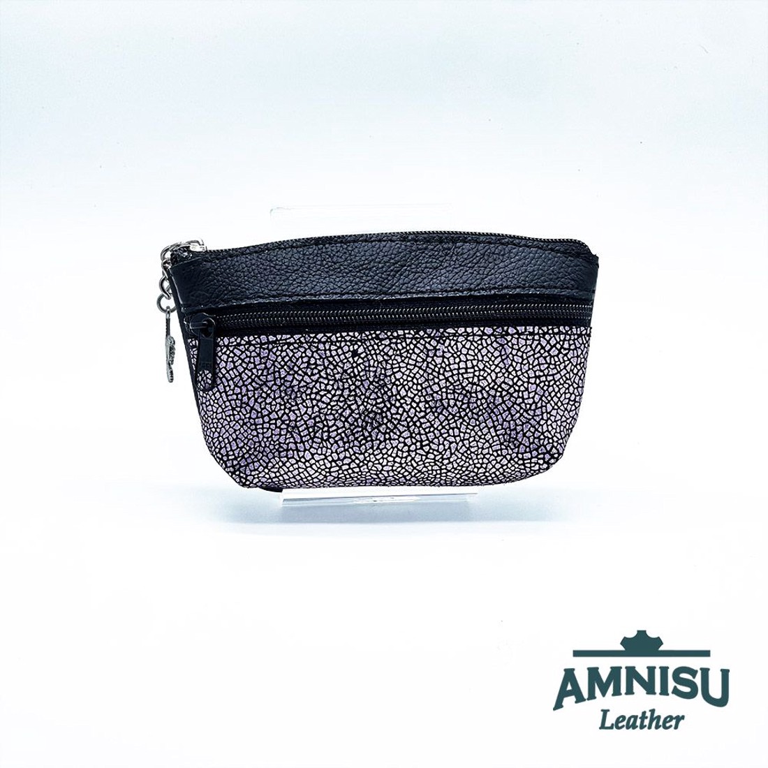 Fekete - metál lila mozaik mintás kettő cipzáras kulcstartó B8028-4028 -  - Meska.hu