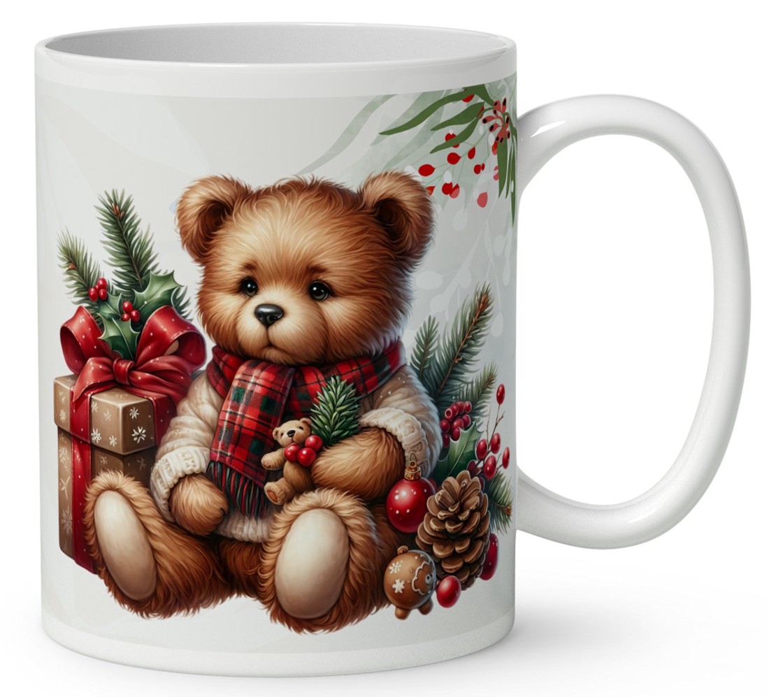 Névvel kérhető - Karácsonyi Teddy maci (sál) mintás bögre - otthon & életmód - konyhafelszerelés, tálalás - tálalás - bögre & csésze - Meska.hu